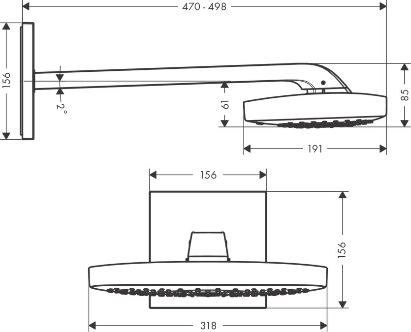 Верхний душ с держателем Hansgrohe Raindance Select E 300 3 Jet 26468400 Белый/Хром