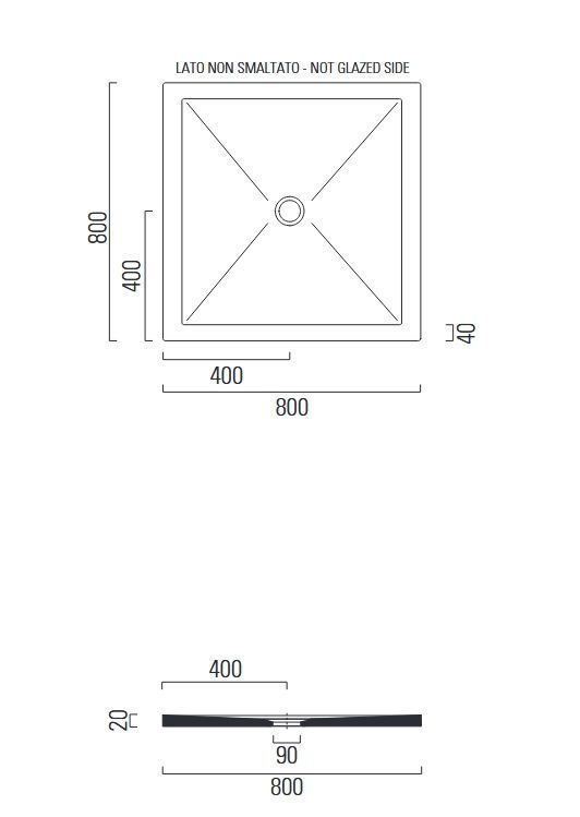 Керамический поддон GSI PURA H2 46080809 800х800х20 мм, цвет белый матовый