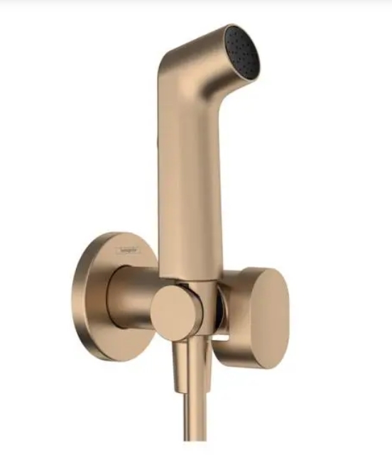 Гигиенический комплект HANSGROHE Bidette S 1 jet 29232140 со шлангом и держателем, цвет Шлифованная бронза