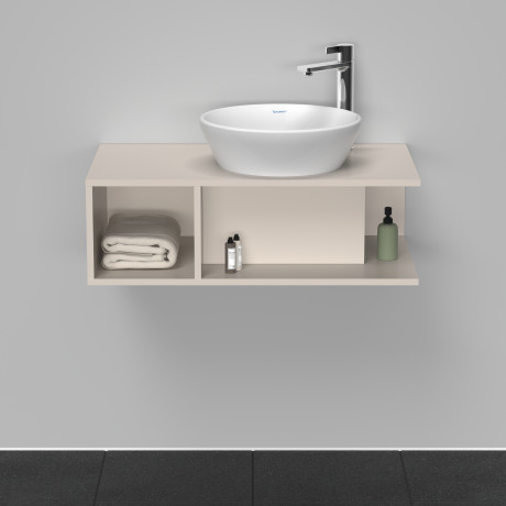 Тумба подвесная под раковину DURAVIT D-Neo DE493809191 800 мм х 480 мм, с консолью, с открытой полкой слева, серо-коричневый матовый