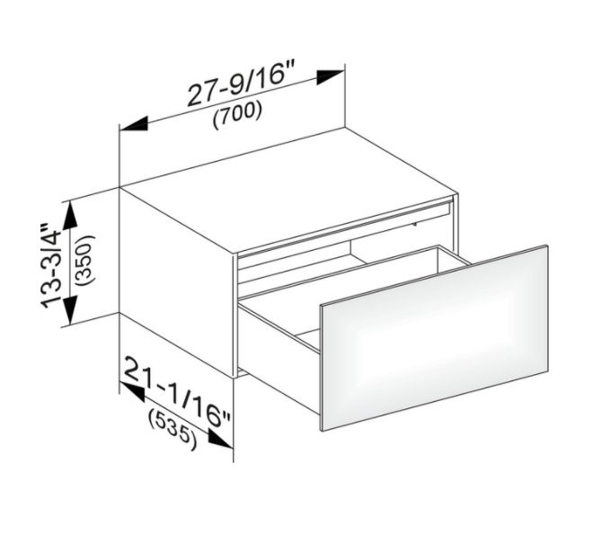 Тумба боковая подвесная KEUCO EDITION 11 31322 570000 с одним выдвижным фронтом, корпус матовый лак/фасад глянцевое стекло, чёрный