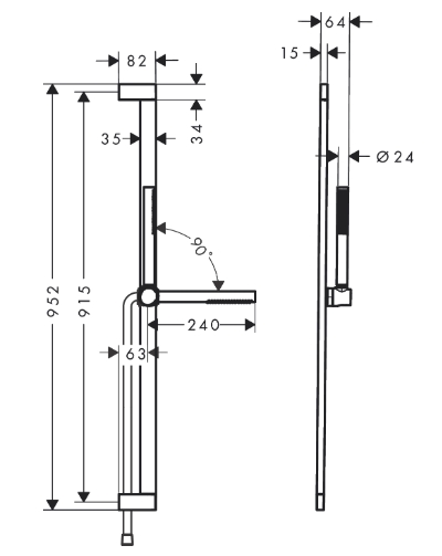 Душевой набор HANSGROHE Pulsify S 24383700 100 1jet, c EcoSmart+ и душевой штангой 900 мм, цвет Белый матовый