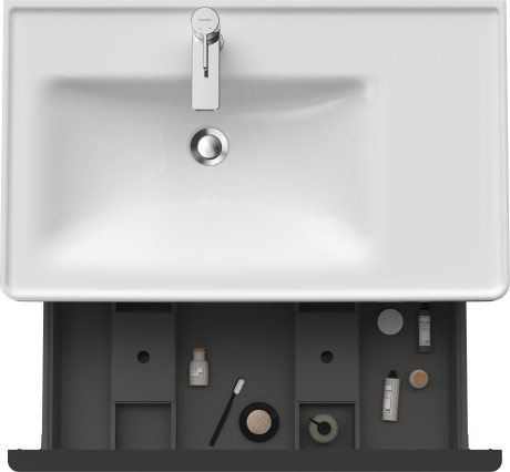 Тумба подвесная под раковину DURAVIT D-Neo DE425509191 784 мм х 452 мм, с одним выдвижным ящиком, серо-коричневый матовый