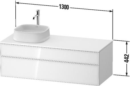 Тумба подвесная с вырезом под раковину слева DURAVIT ZENCHA ZE4822L30830000 550 мм х 1300 мм х 442 мм, с 2 выдвижными ящиками, натуральный дуб/серо-коричневый суперматовый