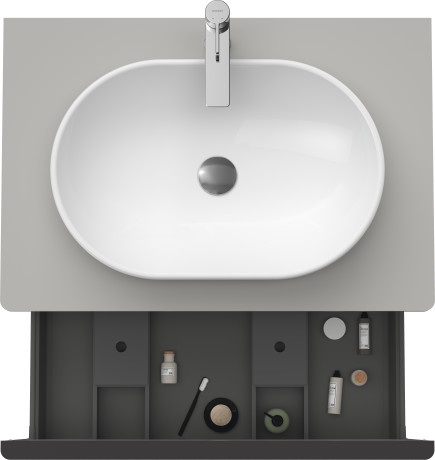 Тумба подвесная под раковину DURAVIT D-Neo DE494700707 800 мм х 550 мм, с консолью, с одним выдвижным ящиком, бетонно-серый матовый