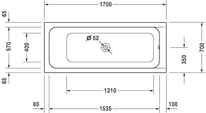 Акриловая встраиваемая ванна Duravit D-Code 700097000000000 1700 х 700