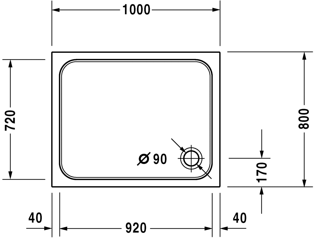 Душевой поддон Duravit D-Code 720106000000000 прямоугольный, белый