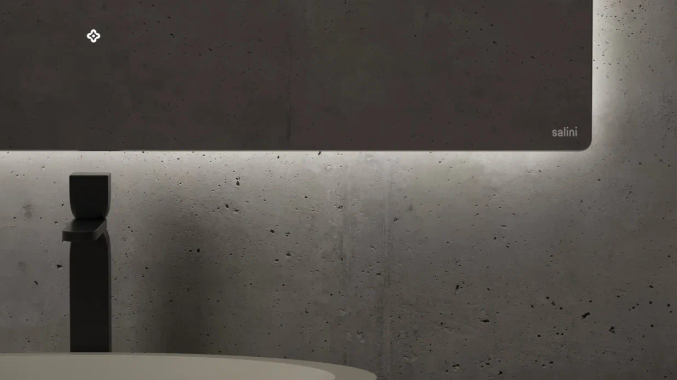 Зеркало с LED - подсветкой и подогревом SALINI OMBRA 27M011090BH 25х1000х900мм, с сенсорным включателем, цвет Серый