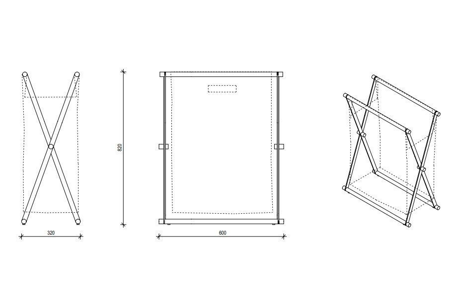 Корзина для белья складная DECOR WALTHER   CROSS WB    0507755   82 X 58,5 X 32 см, металл/нейлон, цвет хром/белый