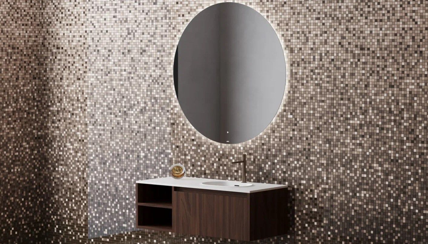 Зеркало круглое с LED - подсветкой и подогревом SALINI OMBRA 27M0360BH 25х600х600мм, с сенсорным включателем, цвет Серый