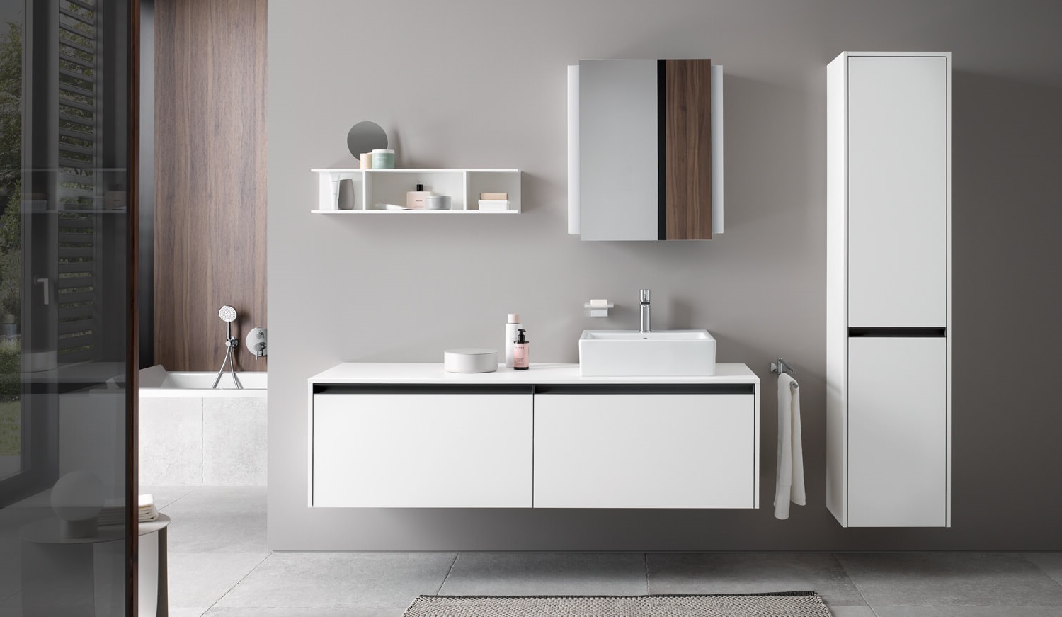 Тумба подвесная под раковину справа DURAVIT KETHO.2 K24888R80800000 550 мм х 1400 мм х 459 мм, графит суперматовый