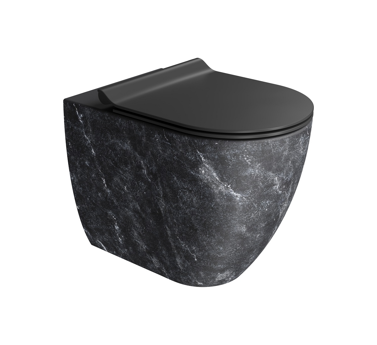 Унитаз приставной безободковый GSI AltaCeramica  AC203F36 550 мм х 360 мм, Swirlflush, с креплением, цвет под черный мрамор Marbled black (артикул без крепежа AC20336)