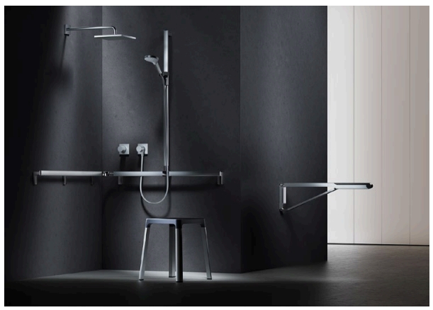 Поручень вдоль стены и штанга для душа KEUCO AXESS 35015 010402 1150 мм, для установки справа и слева, цвет Хром