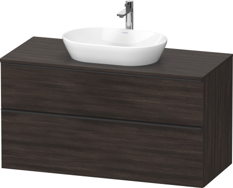 Тумба подвесная под раковину DURAVIT D-Neo DE496905353 1200 мм х 550 мм, с 2 выдвижными ящиками и консолью, каштан тёмный