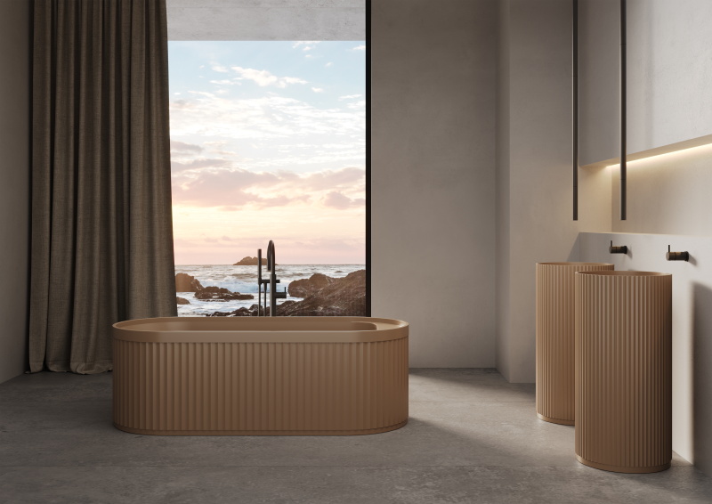 Ванна овальная отдельностоящая из композита DEA DESIGN STRIPES DD8803 1700 18 1700 мм х 720 мм х 560 мм, с сифоном и донным клапаном, цвет Белый