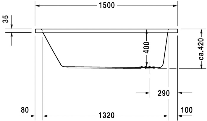 Акриловая встраиваемая ванна Duravit D-Code 700095000000000 1500 х 750