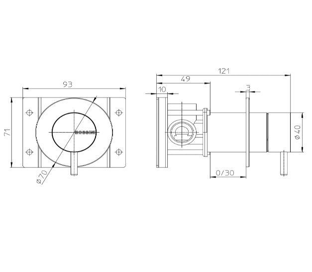 Внешняя часть смесителя для душа BOSSINI NOBU INZ219.075 на 1 потребитель, цвет Матовая нержавеющая сталь