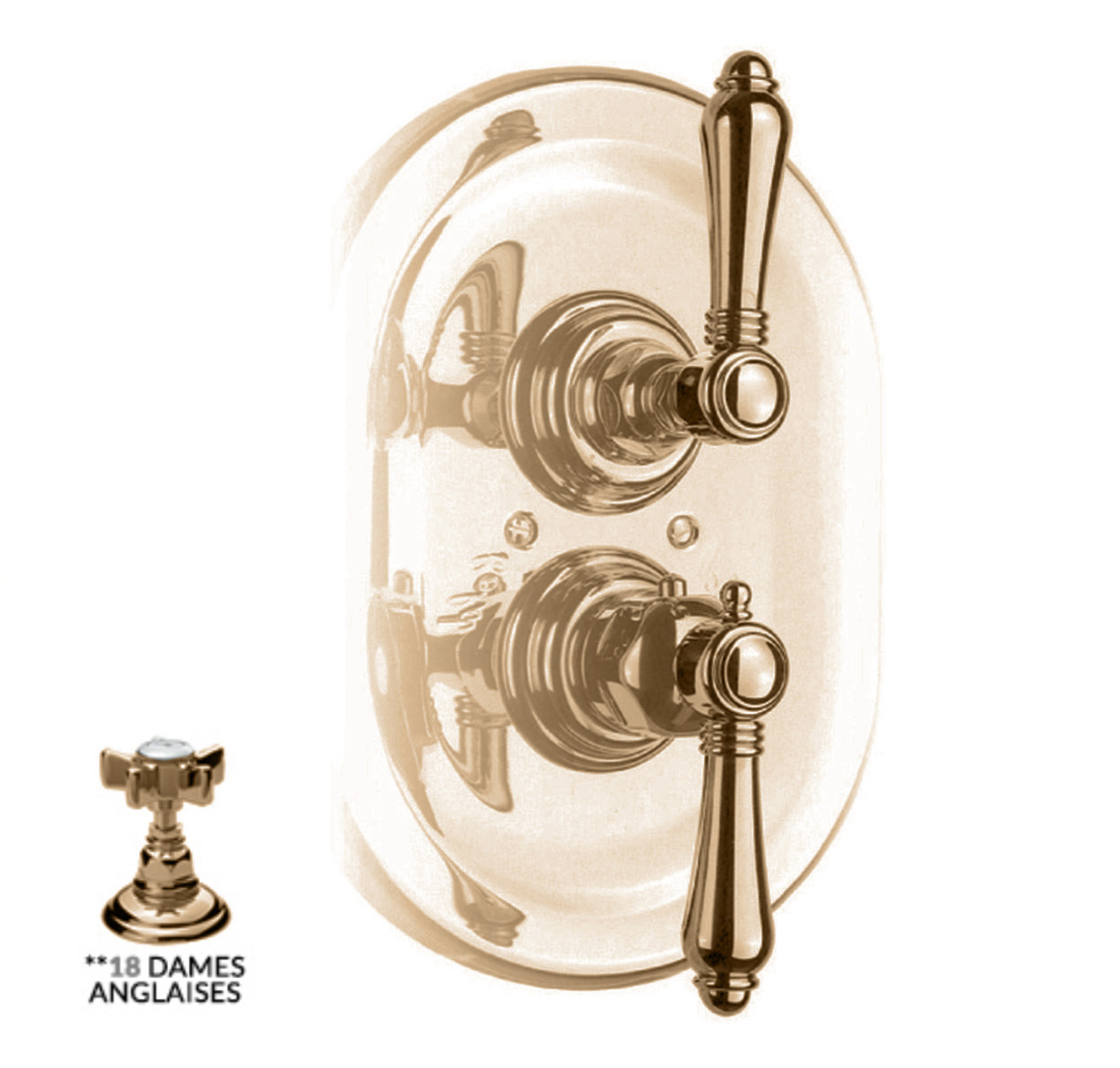 Внешняя часть термостата для душа NICOLAZZI THERMOSTATICO 4909BZ18 с вентилями DAMES ANGLAISES, бронза