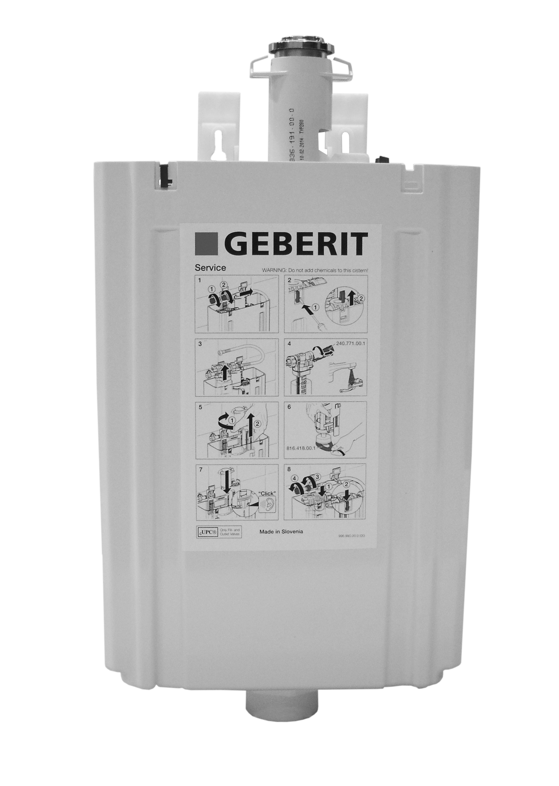Цельный бачок для напольного унитаза GSI PURA  8691BS11, со смывным антиконденсатным механизмом, цвет Белый глянцевый/хром (старый артикул 869111)