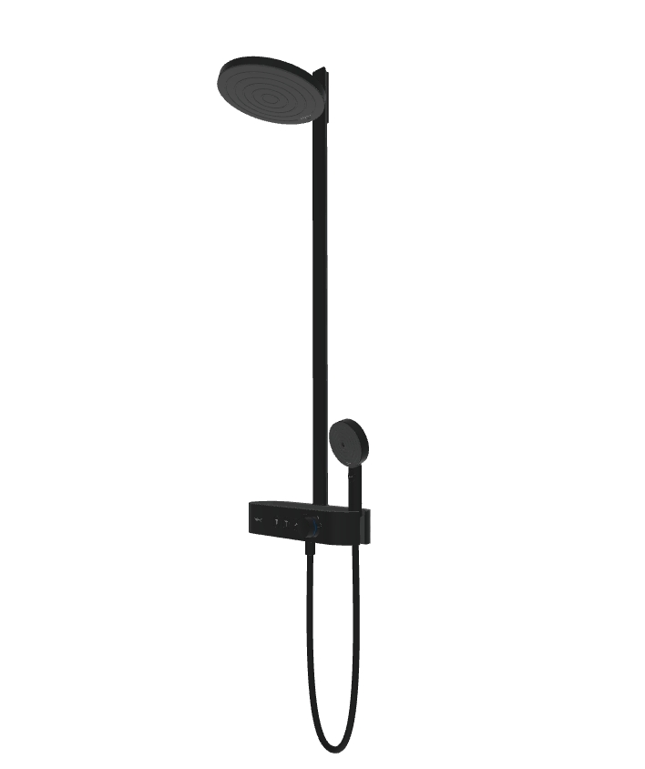 Душевая система с термостатом для душа Hansgrohe Pulsify S 24240670 Showerpipe 260 2 jet, матовый чёрный