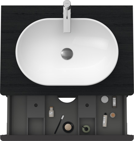 Тумба подвесная под раковину DURAVIT D-Neo DE496701616 800 мм х 550 мм, с консолью, с двумя выдвижными ящиками, чёрный дуб