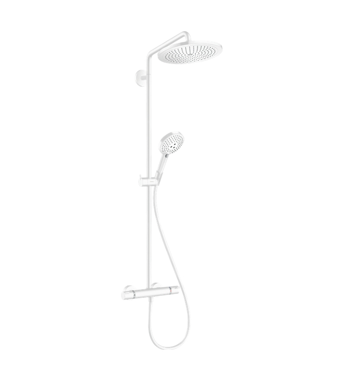 Душевая система с термостатом  и ручным душем HANSGROHE Croma Select S Showerpipe 280 1 jet 26890700 120 3jet, цвет Белый матовый