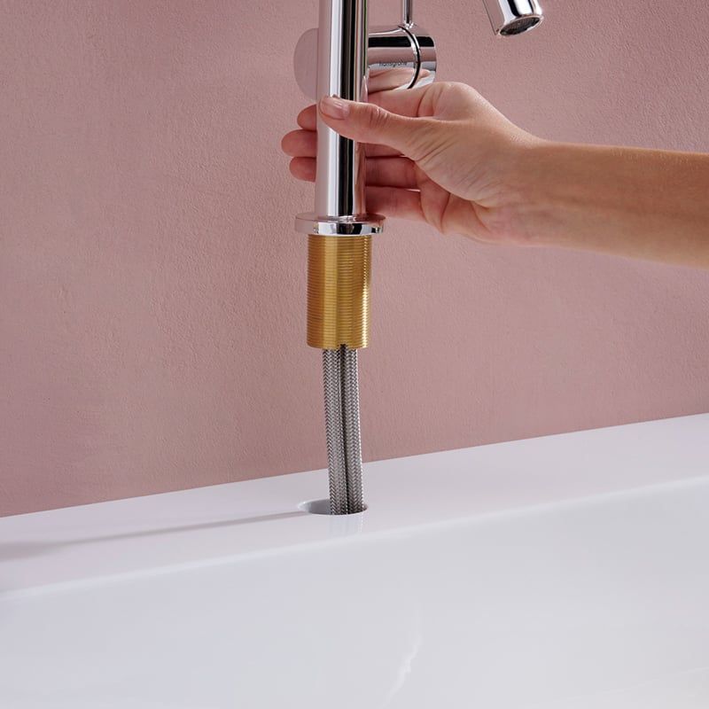 Смеситель однорычажный для раковины HANSGROHE TECTURIS S 73320000 110 мм, с EcoSmart+, с CoolStart, цвет Хром