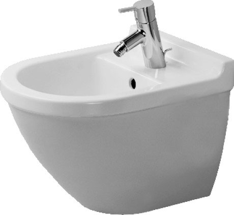 Подвесное биде Duravit Starck 3 2281150001 с переливом, с покрытием WonderGliss, с креплением, белое