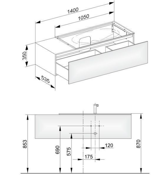 Тумба под умывальник Keuco Edition 11  31164 300000 корпус матовый лак белый,  фасад глянцевое стекло белый