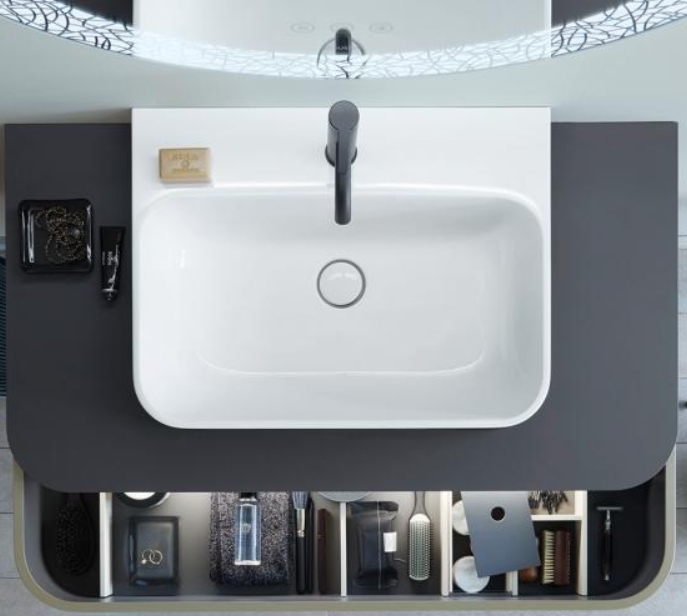 Раковина встраиваемая сверху Duravit Happy D.2 2360606100 600 мм х 460 мм, с переливом, с креплением, белый/матовый антрацит