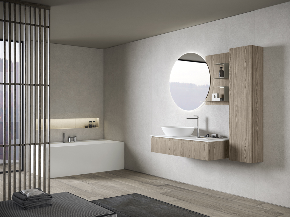 Комплект мебели шкаф-пенал для ванной комнаты BMT Galaxy GA-13.1   350х1458х250 мм, цвет Fico