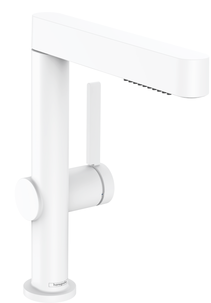 Смеситель для раковины однорычажный HANSGROHE Finoris 76063700 230 мм, с вытяжным душем 2jet, со сливным клапаном Push-Open, белый матовый