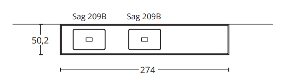 Столешница для двух раковин BMT IKON APPOGGIO IKON 870 831 274 02.1 DK  2740х22х502 мм, c бортиком, Белый матовый