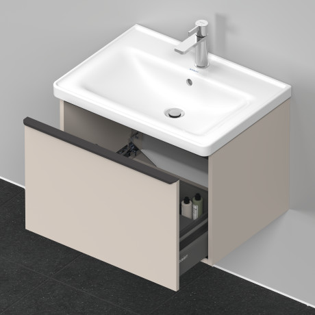 Тумба подвесная под раковину DURAVIT D-Neo DE425409191 634 мм х 452 мм, с одним выдвижным ящиком, серо-коричневый матовый
