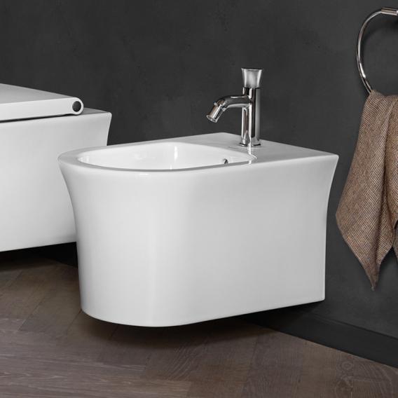 Подвесное биде Duravit White Tulip 2293150000 370 мм х 540 мм, c отверстием под смеситель, с переливом, с креплением, белое