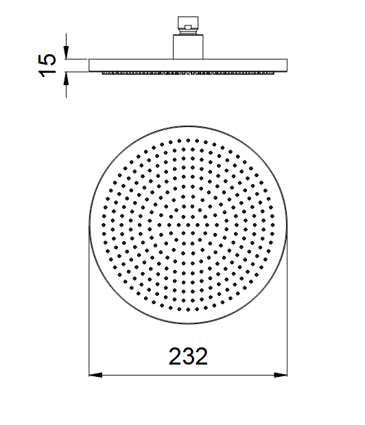 Верхний душ круглый без держателя ALMAR VELVET RAIN E044292.AB 232 мм х 232 мм, из латуни, цвет Absolute Black