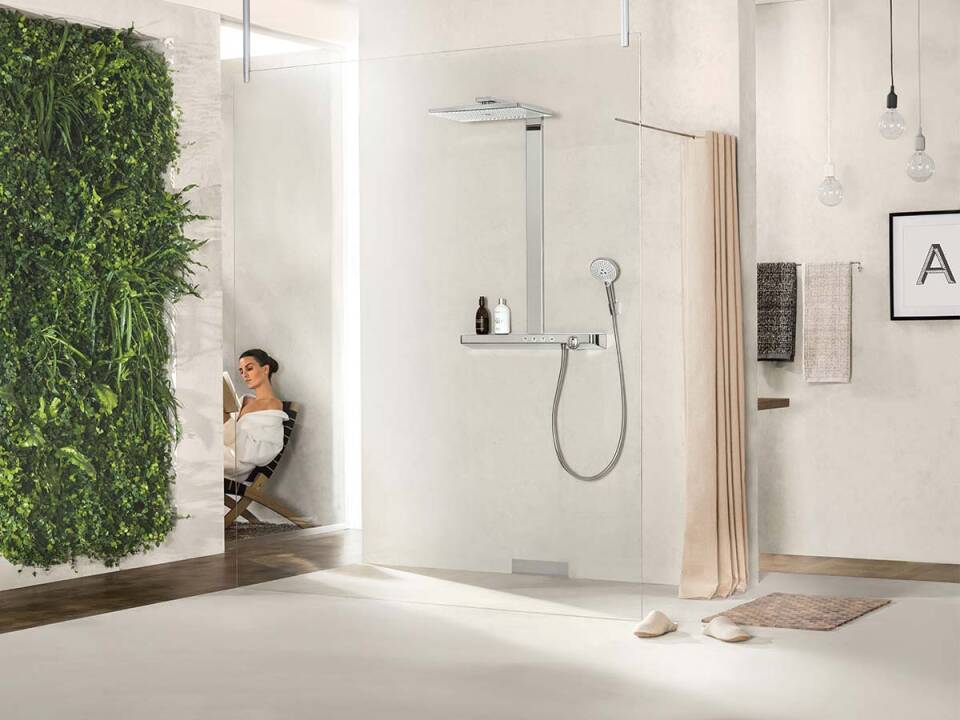 HANSGROHE Rainmaker Select Showerpipe 460 3jet 27029400 с Ecosmart 9 л/мин , цвет Белый/Хром