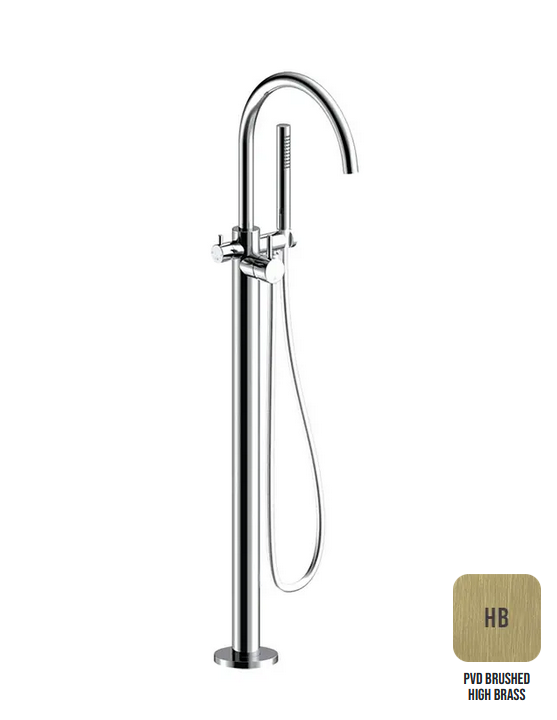 Однорычажный напольный смеситель для ванны с ручным душем ALMAR WASH BASIN E216000.HB излив 277 мм, цвет High Brass