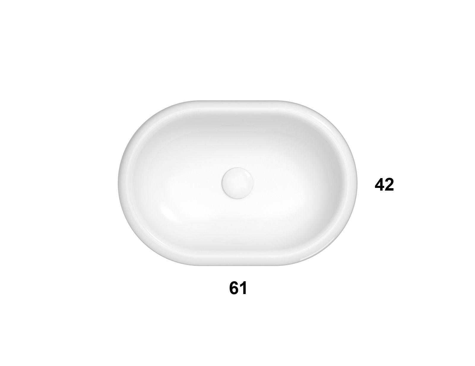 Раковина накладная GLOBO Lalita LT020BI 610х420х160мм, без перелива, без отверстия под смеситель, цвет Белый глянцевый
