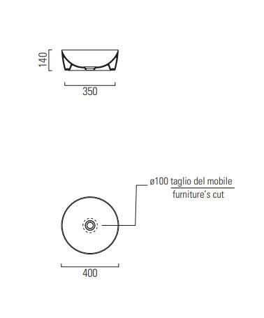 Раковина - чаша накладная круглая GSI NUBES X 903926 400 мм х 400 мм, без отверстия под смеситель, без перелива, чёрная Ardesia матовая