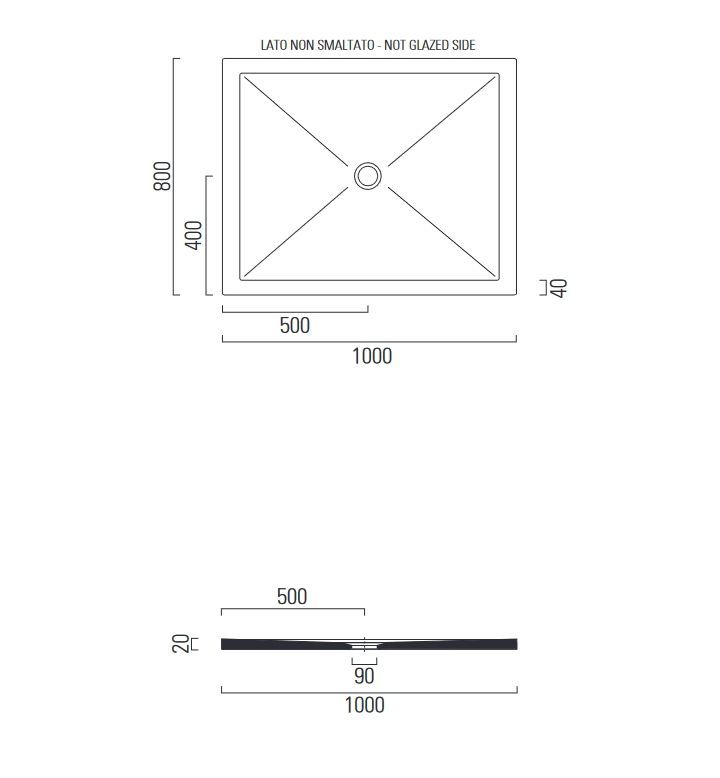 Керамический поддон GSI PURA H2 46100809 800х1000х20 мм, цвет белый матовый