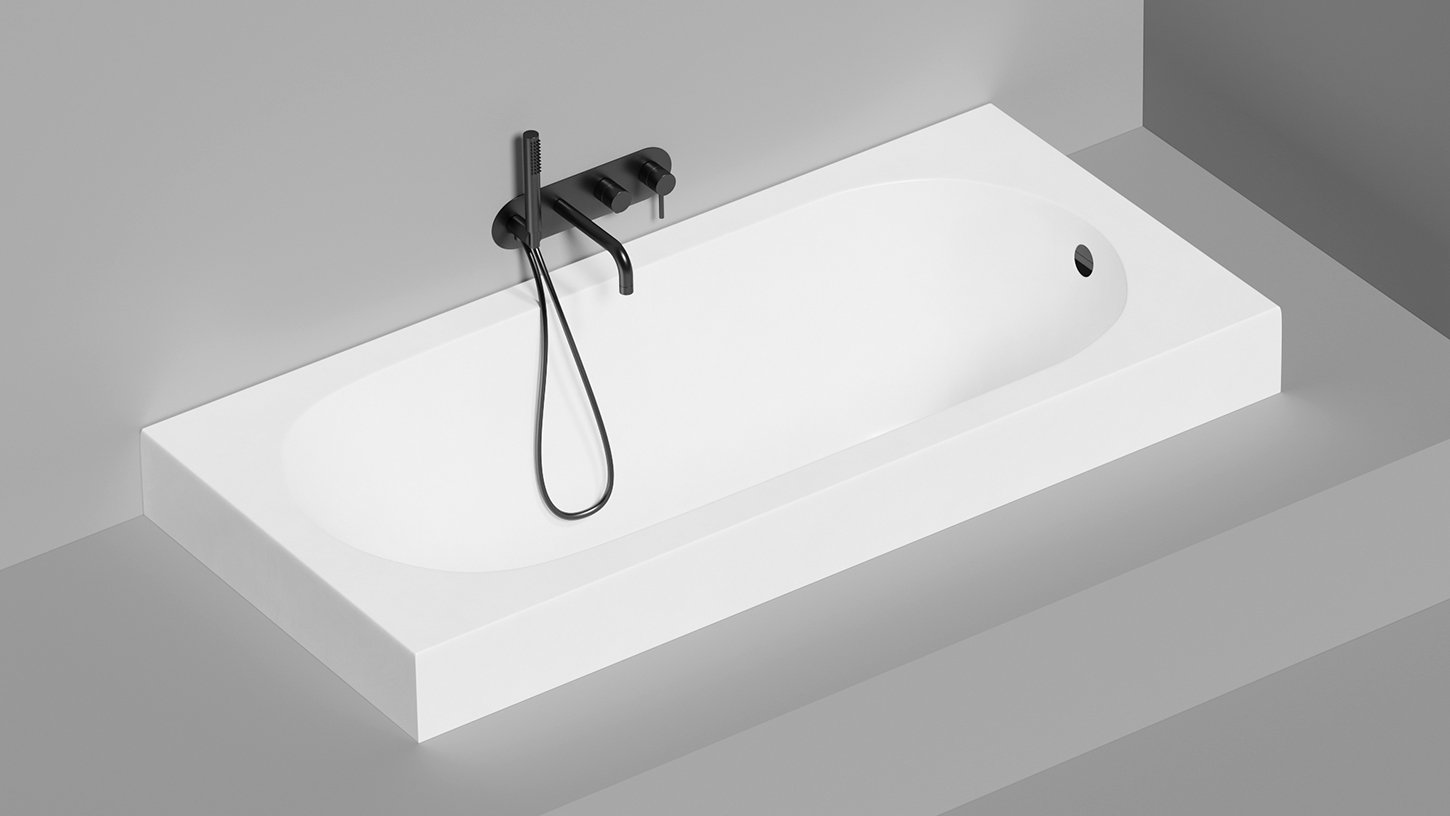 Встраиваемая овальная ванна SALINI ORNELLA KIT 102423M 700х1690х600 мм, S-Stone, регулируемые ножки, донный клапан "Click-Clack", сифон, интегрированный слив-перелив, цвет Белый матовый