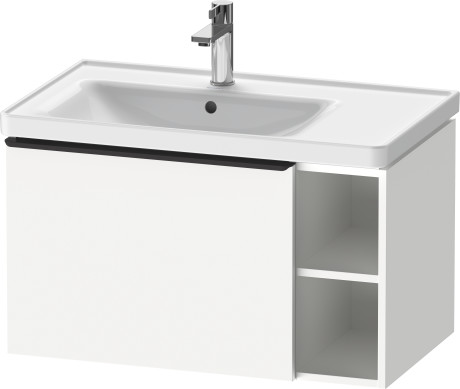 Тумба подвесная под раковину DURAVIT D-Neo DE425801818 784 мм х 452 мм, с выдвижным ящиком и открытой боковой полкой, белый матовый