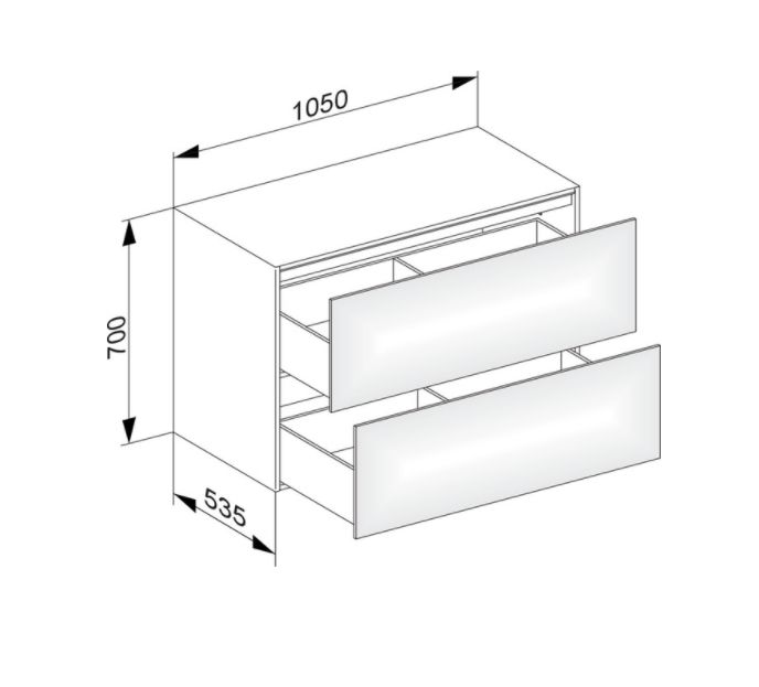 Тумба боковая подвесная KEUCO EDITION 11 31325 570000 с двумя выдвижными фронтами, корпус матовый лак/фасад глянцевое стекло, чёрный