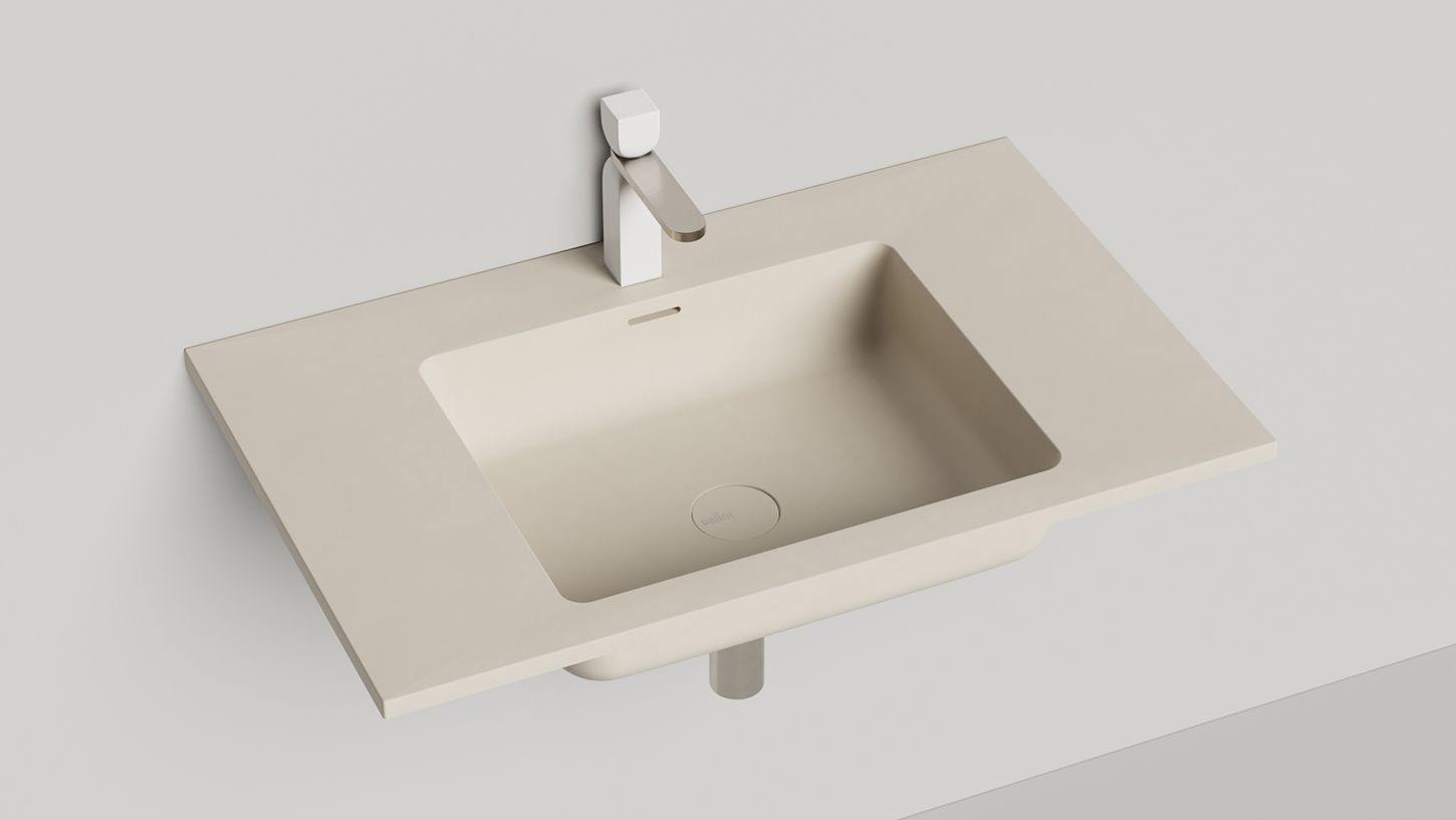 Раковина-столешница подвесная прямоугольная SALINI ONDA 80 1402201M 500х800x145 мм, S-Stone, донный клапан, без отверстия под смеситель, цвет Белый матовый