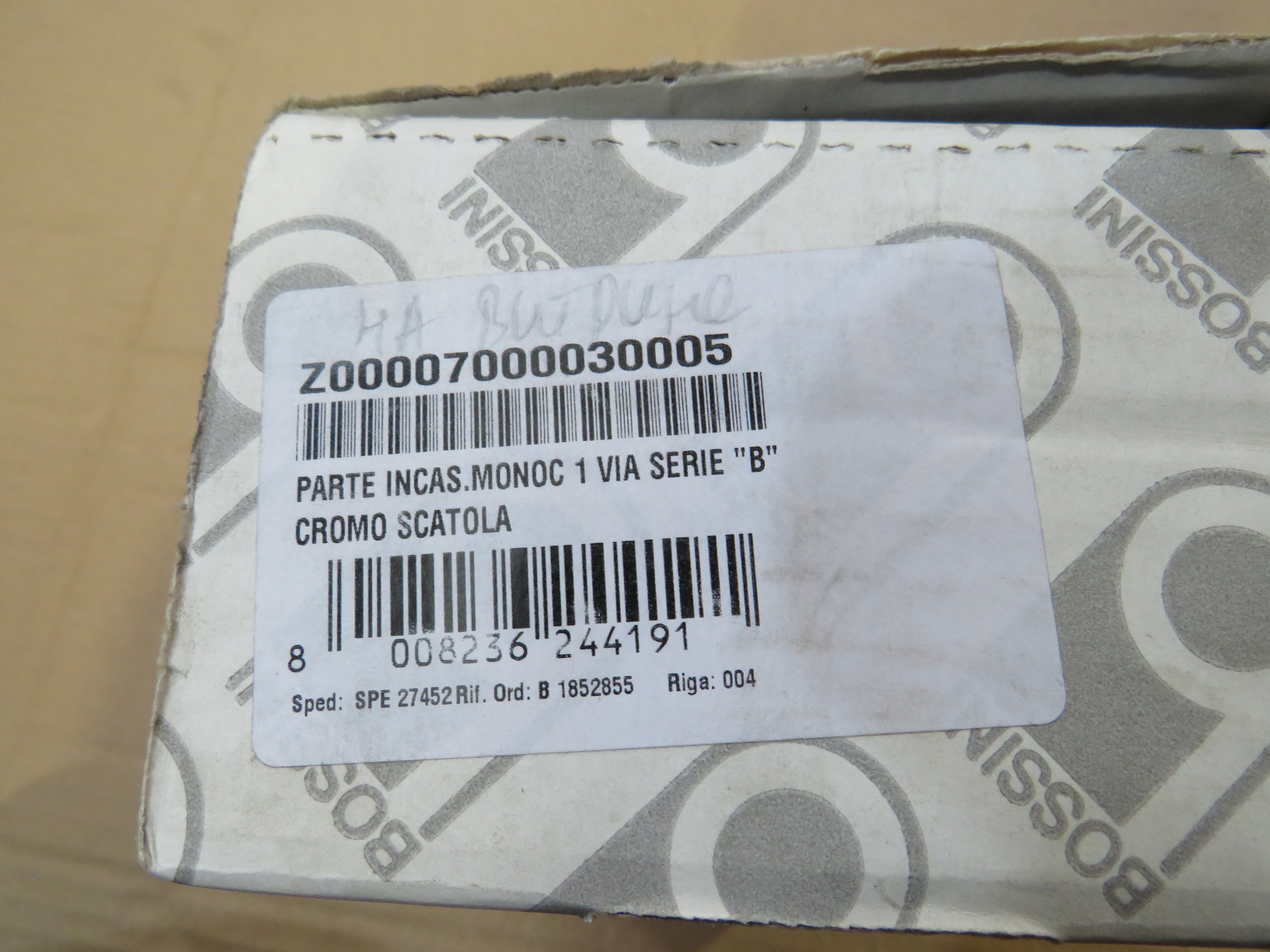 УЦЕНКА. BOSSINI (OKI/TEO)  Комплект Z00008.030+Z00007_УЦ   Наружняя часть механического смесителя + встраиваемая част, хром (030) / Комплект с выставки. Мелкие царапины.