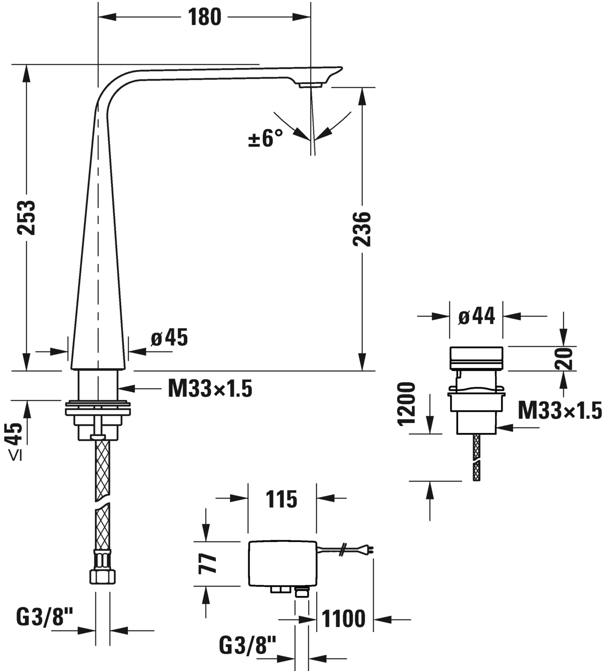 Электронный смеситель для раковины Duravit D.1 D11110007010 , хром