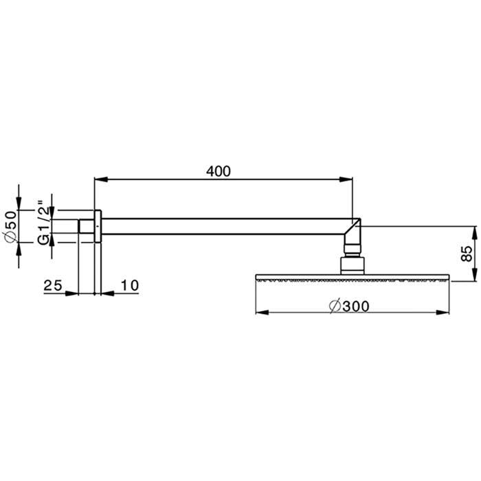 Верхний душ с настенным держателем CISAL Shower DS01362021 300 мм, цвет Хром