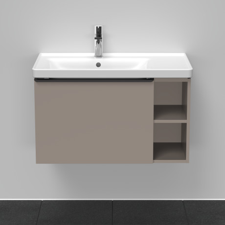 Тумба подвесная под раковину DURAVIT D-Neo DE4258014343 784 мм х 452 мм, с выдвижным ящиком и открытой боковой полкой, базальт матовый