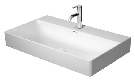 Раковина подвесная Duravit DuraSquare 2353800044 с тремя отверстиями под смеситель, без перелива, белая